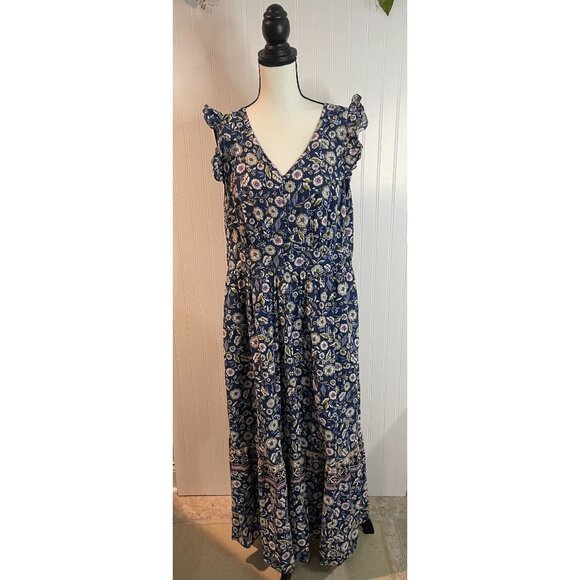 Lane Bryant Floral Print Maxi Dress With Pockets 16 100% Cotton Shell - Picture 1 of 15